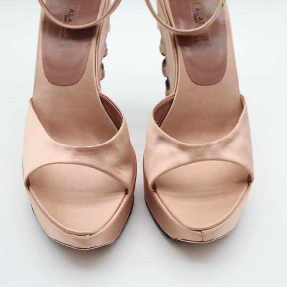 Alaïa Ballerina Coquette Lace Up Ankle Strap Wedges Size 37.5 - Picture 9 of 16